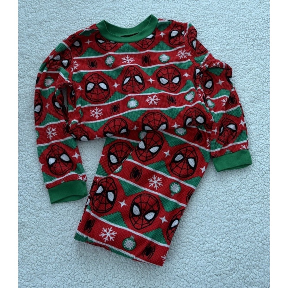 Boys Spiderman Pajama Set Pants Long Sleeve Shirt Holiday Christmas PJs Size 8